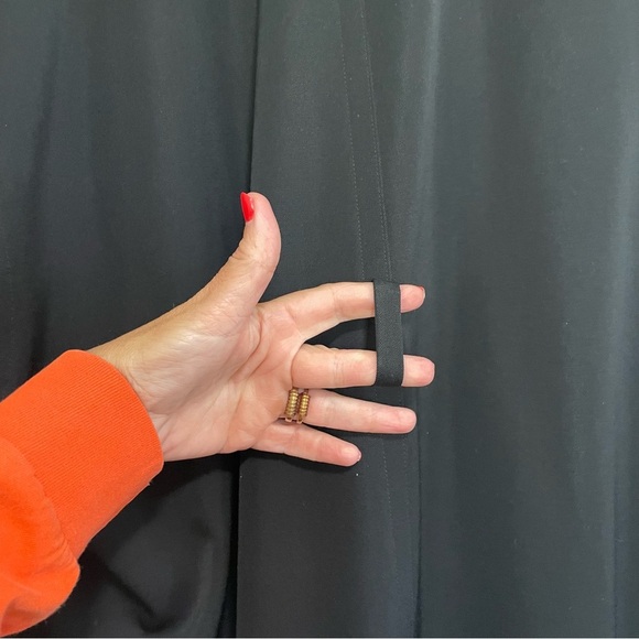 Linda Allard for Ellen Tracy Vintage Black Trench Coat 100% Wool Size Large - Picture 11 of 14